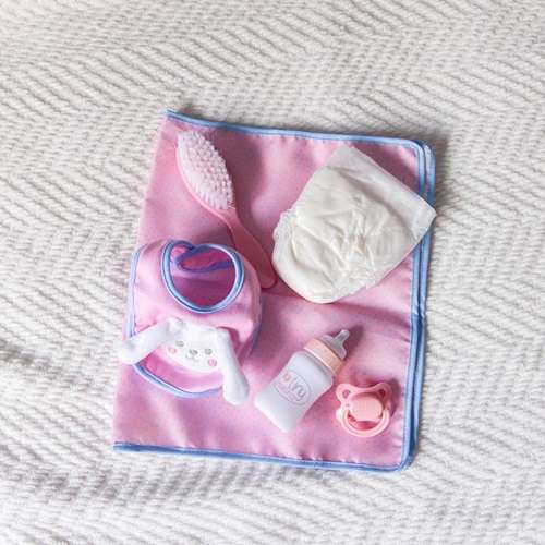 TINY TREASURES DOLL PEEKABOO BUNNY BABY CARE SET