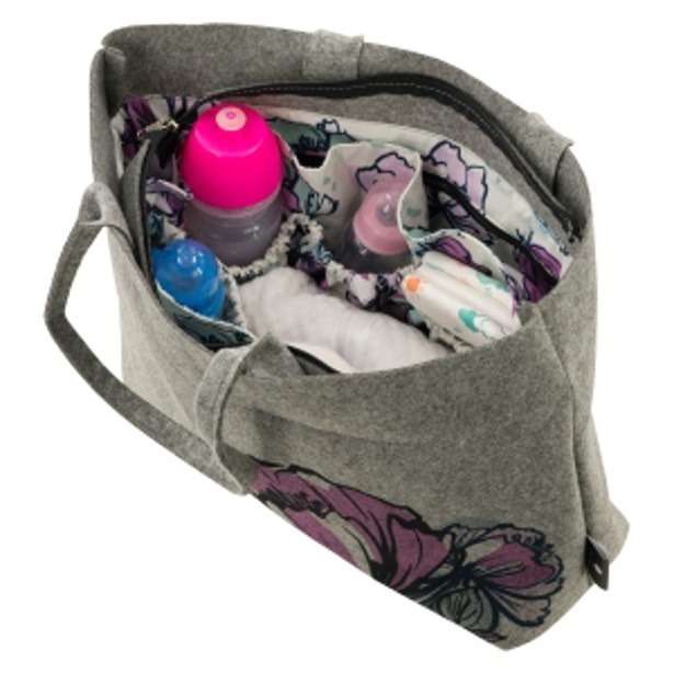 Totes Babe Peony Diaper Tote?Grey