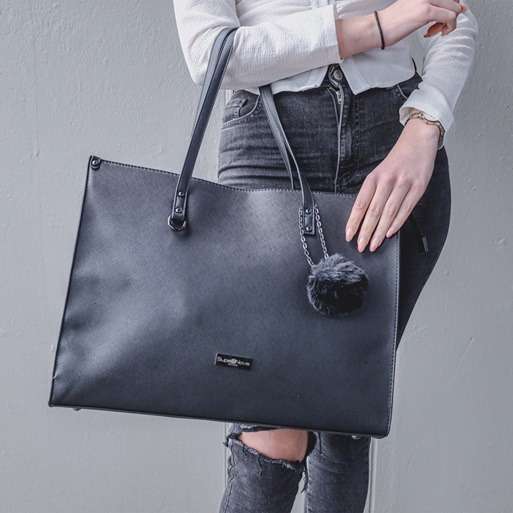 Supanova Pompom Ladies Laptop Bag Blk