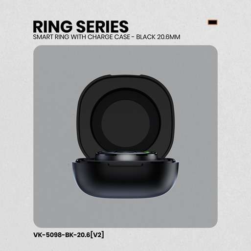 Volkano Ring series Smart Ring With Charge Case - Black 20.6mm