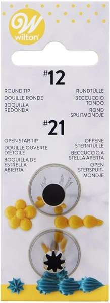 Wilton Round 12 & Open Star 21 Piping Tip Set