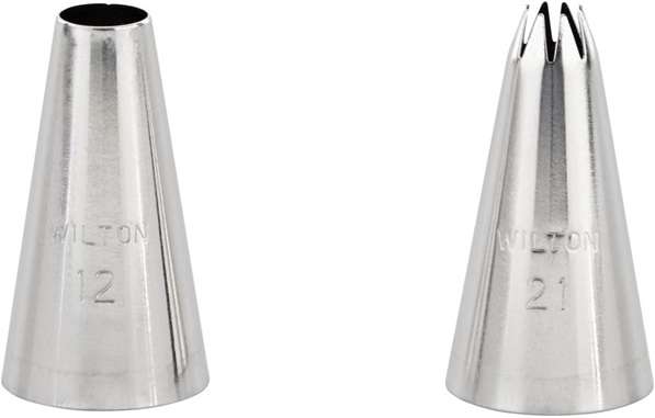 Wilton Round 12 & Open Star 21 Piping Tip Set