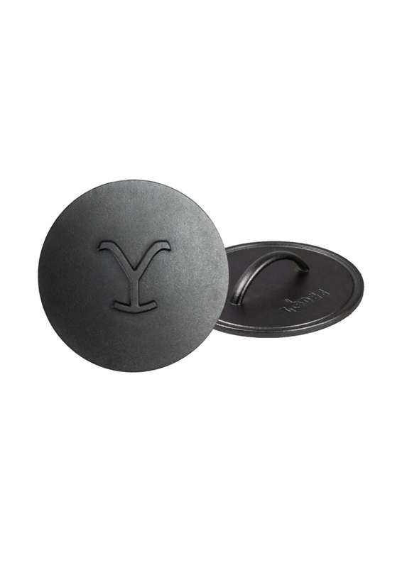 Lodge Cast Iron Yellowstone 8 Inch Round Seasoned Cast Iron Power Y Grill Press