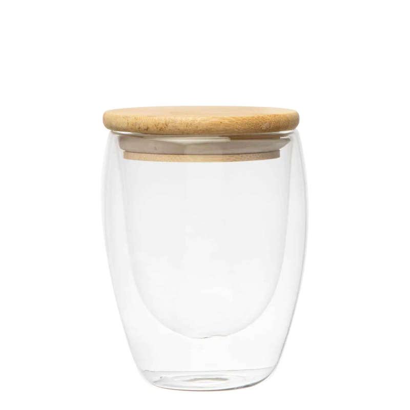Double Walled Glass with Bamboo Lid - 350ml