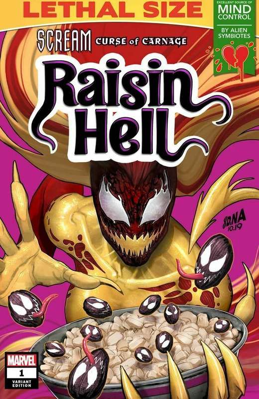 SCREAM CURSE OF CARNAGE #1 DAVID NAKAYAMA RAISIN HELL CEREAL VARIANT