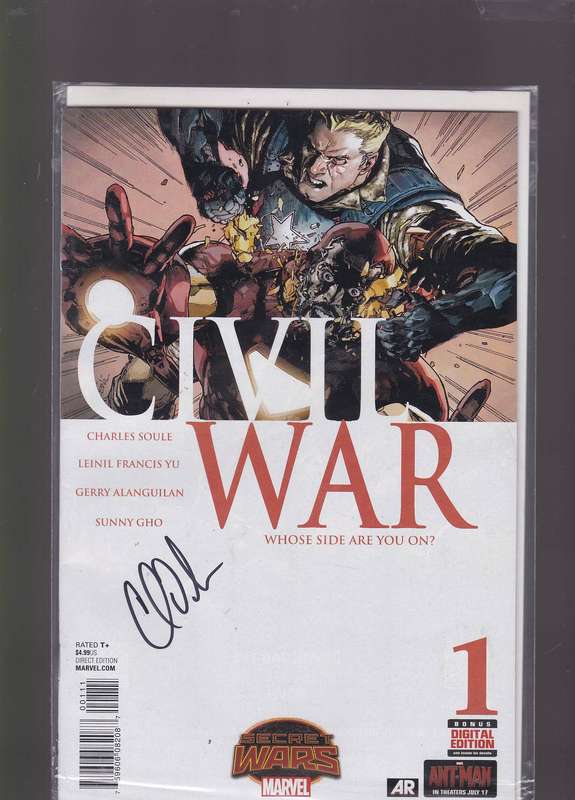 CIVIL WAR # 1 SIGNED BY CHARLES SOULE WITH COA.