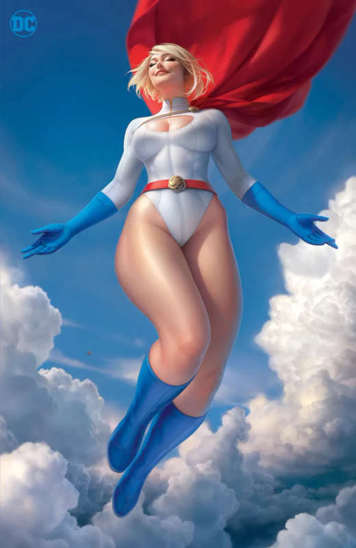 POWER GIRL #1 WARREN LOUW CLASSIC COSTUME EXCLUSIVE VIRGIN VARIANT LIMITED TO 1000 COPIES MINOR C...