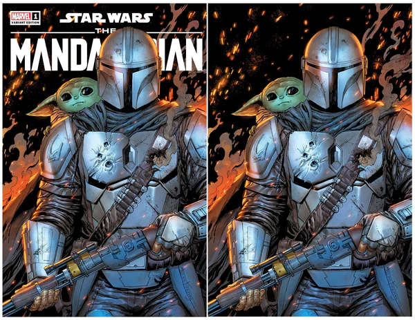 STAR WARS MANDALORIAN SEASON 2 #1 TYLER KIRKHAM BATTLE DAMAGE TRADE/VIRGIN VARAINT SET LIMITED TO...
