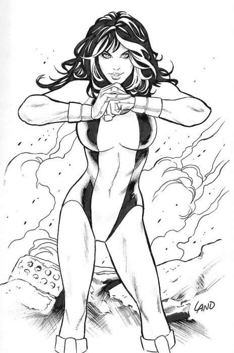 She-Hulk Issue # 13d Incentive 1:50 Ratio Greg Land Black & White Virgin Cover