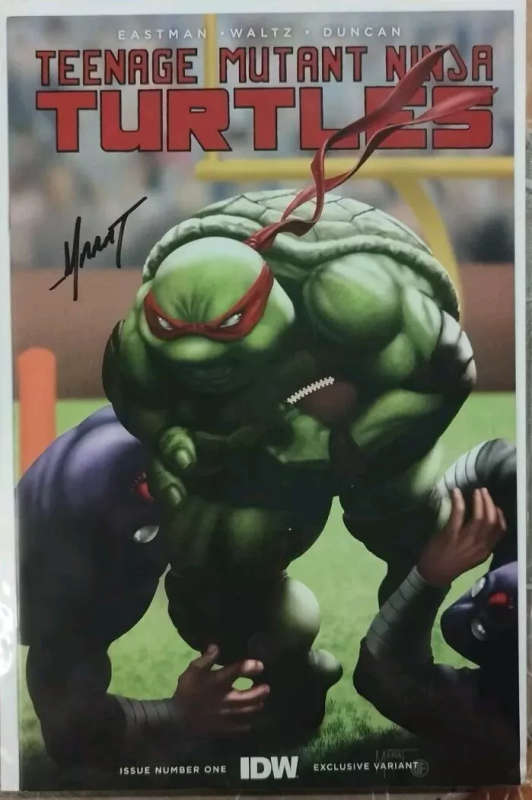 TMNT #1 NYCC SIGNED MARAT MYCHAELS INC COA. RAPHAEL AMERICAN FOOTBALL LTD 500