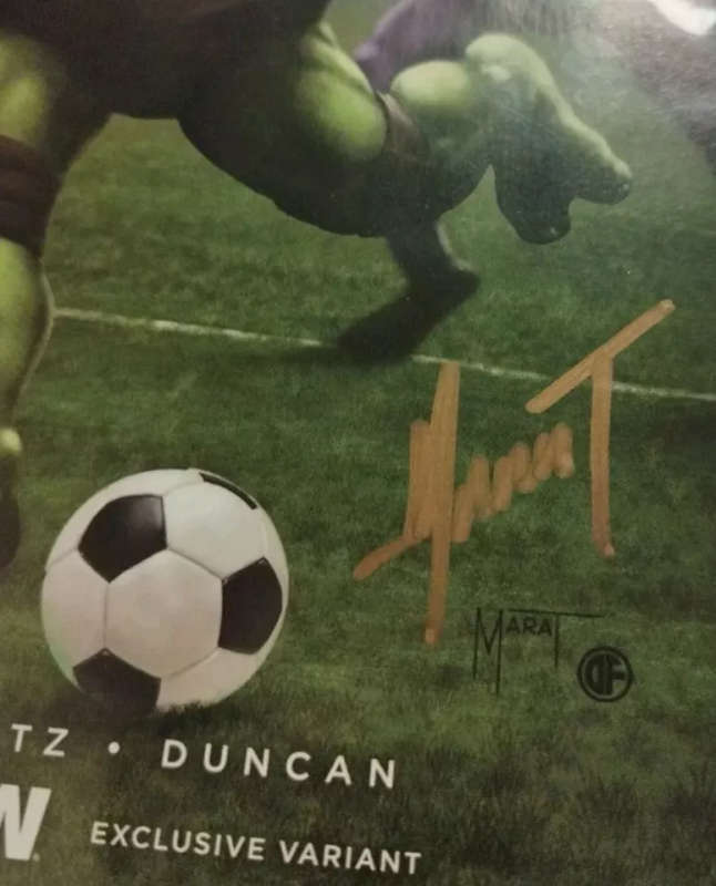 TMNT #1 NYCC SIGNED MARAT MYCHAELS INC COA. DONATELLO SOCCER/FOOTBALL LTD 500