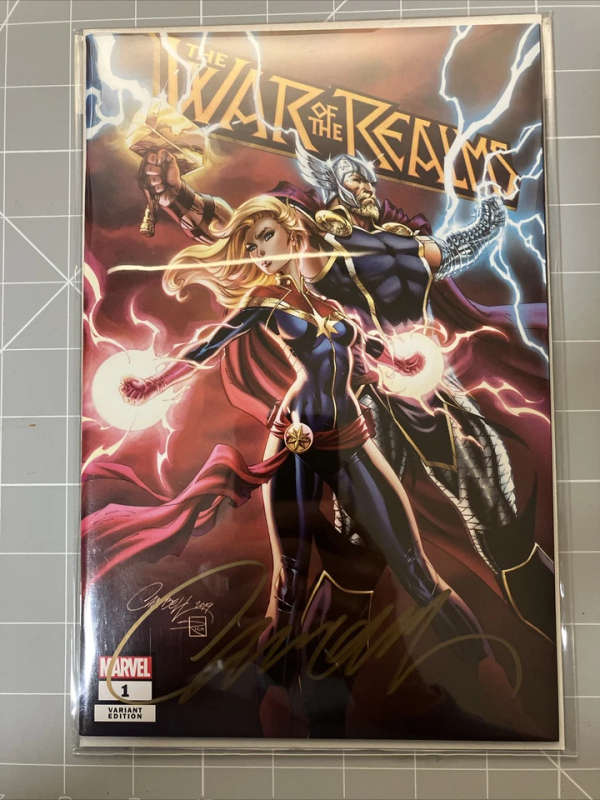 WAR OF THE REALMS 1 A J SCOTT CAMPBELL FAN EXPO EXCLUSIVE SIGNED W/ COA