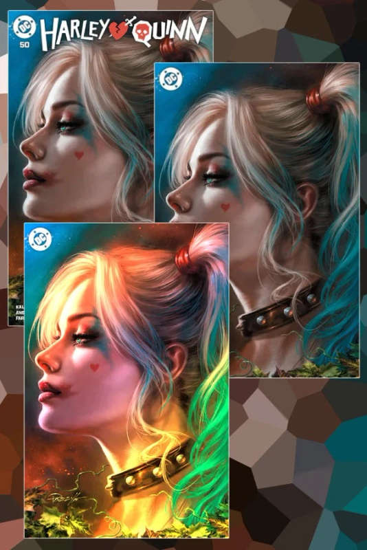Harley Quinn #50 (Lucio Parillo Exclusive Variants)TRADE VIRGIN AND FOIL SET OF THREE