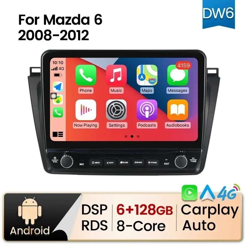 Android 11 Car Radio for Mazda 6 GH 2007 - 2012 Navigation GPS Multimedia Player build-in Carplay...