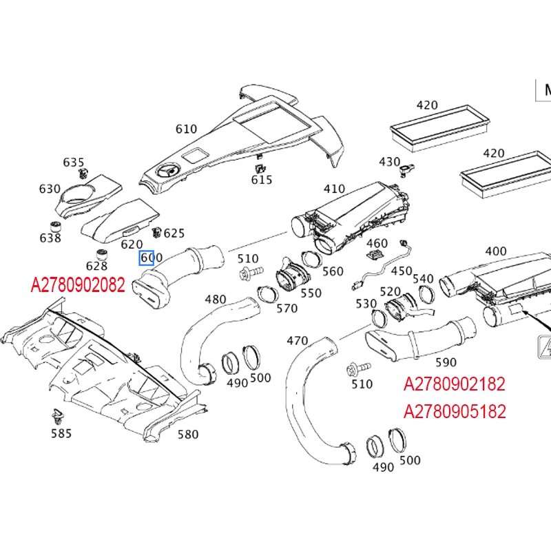 Intake Tube Inlet Air Pipe 2780905182 For Mercedes Benz W218 CLS500