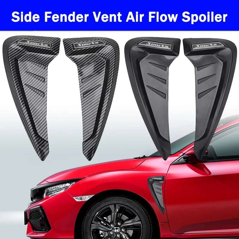 Rhyming 2 Pcs Car Side Fender Vent Spoiler Racing Shark Grill Trim Car Styling Fit For Honda Civi...