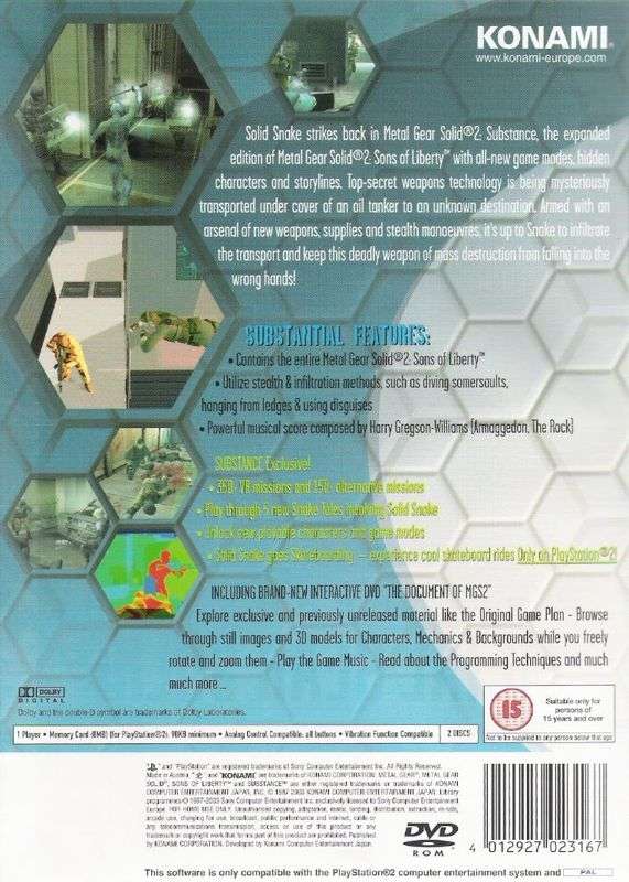 PS2 Metal Gear Solid 2 Substance
