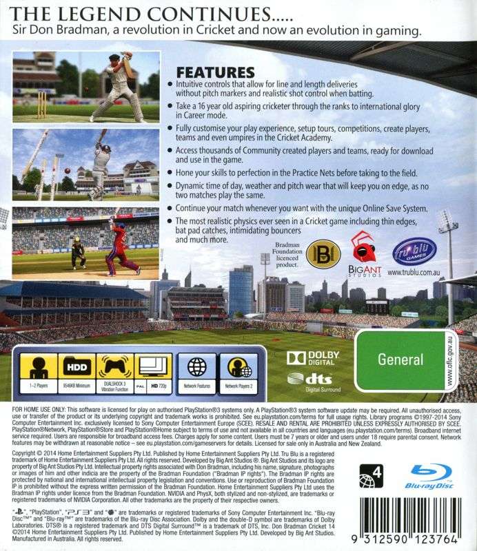 PS3 Don Bradman Cricket 14