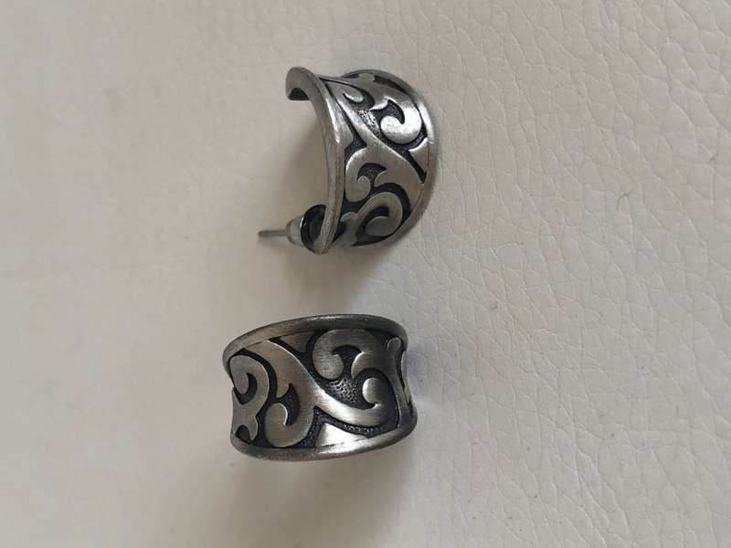 Dark Silver Tone Earrings With Twirly Design Huggie Style Earrings #ML0088 R120.00 | Dimensions: ...