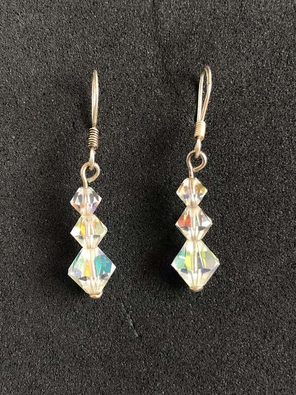 Earrings - Austrian Crystal Beads. Long Hook Earrings #ML114