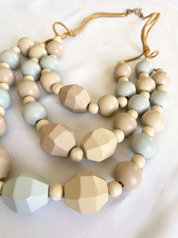 Necklace - Chunky Beads in Pastel Colours (dusty pink and baby blue) #ML167