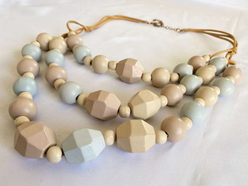 Necklace - Chunky Beads in Pastel Colours (dusty pink and baby blue) #ML167