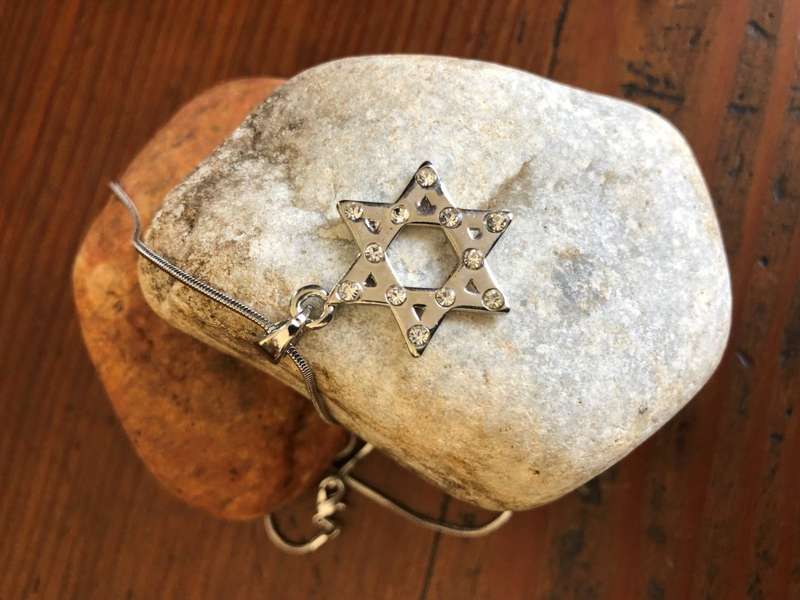 Pendant - Silver Plated Magen David Pendant With Diamante Stones on Chain #ML244 R120.00 | Dimens...