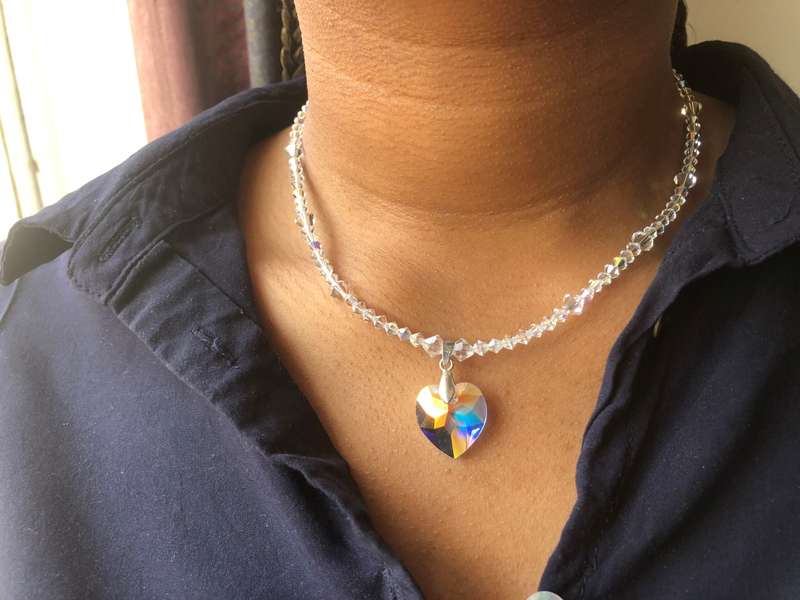 Necklace - Crystals with Crystal Heart Pendant, Magnetic Clasp #ML257