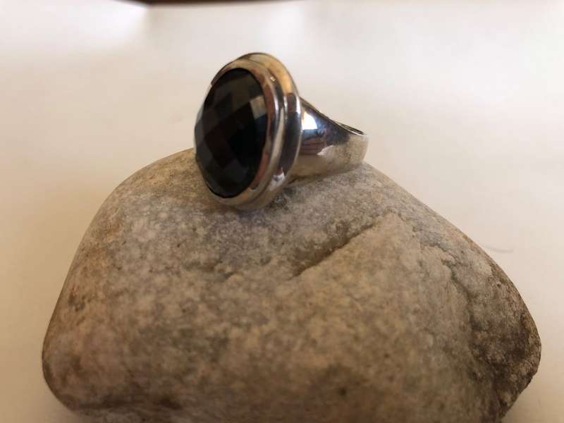 925 Silver Ring With Oval Black Stone #ML343 R495.00 | Dimensions: Size V