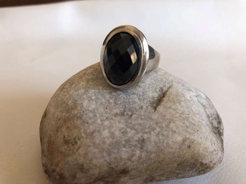 925 Silver Ring With Oval Black Stone #ML343 R495.00 | Dimensions: Size V