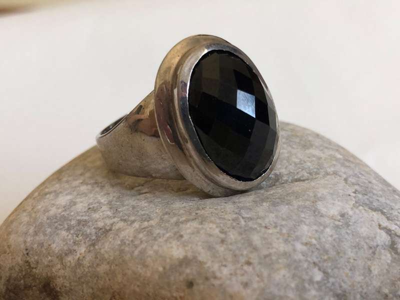 925 Silver Ring With Oval Black Stone #ML343 R495.00 | Dimensions: Size V