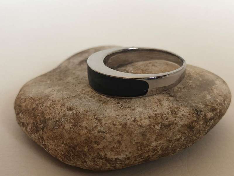 Silver Tone Ring With Black Inlay #ML344 R150.00 | Dimensions: Size U