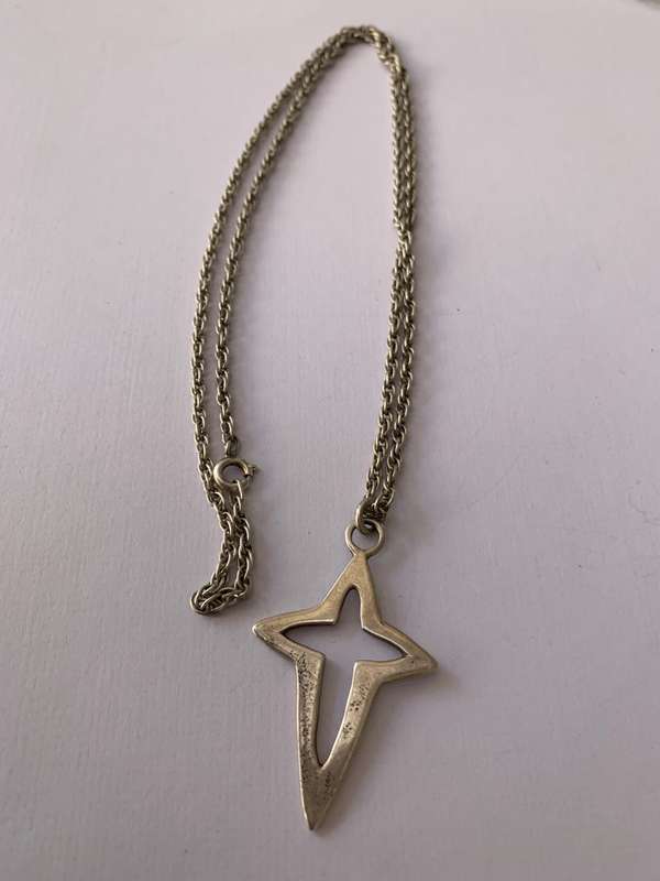 Cross - Silver Styled Cross Cutout On Rope Chain. Southern Cross, Passion Cross #ML1008