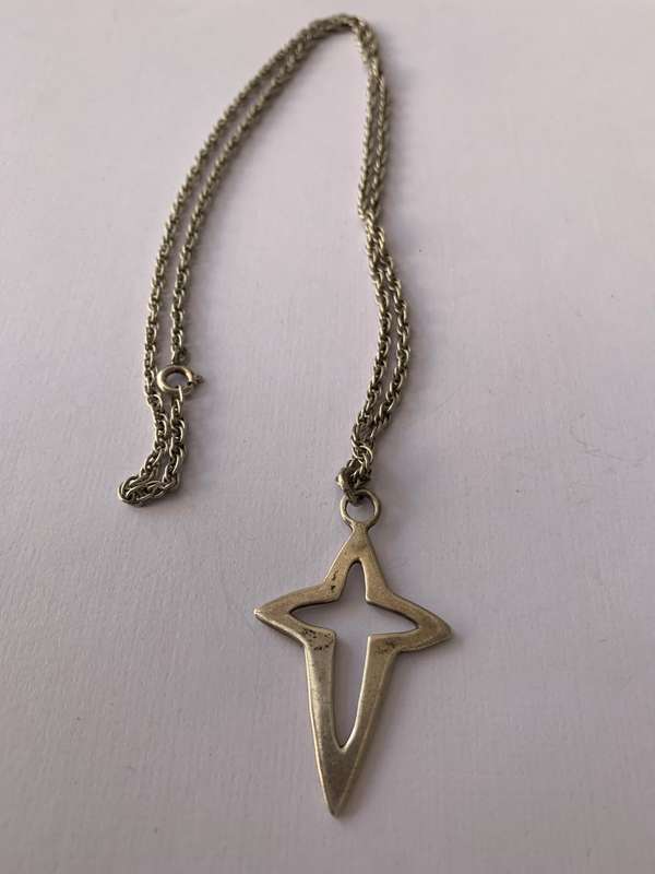 Cross - Silver Styled Cross Cutout On Rope Chain. Southern Cross, Passion Cross #ML1008