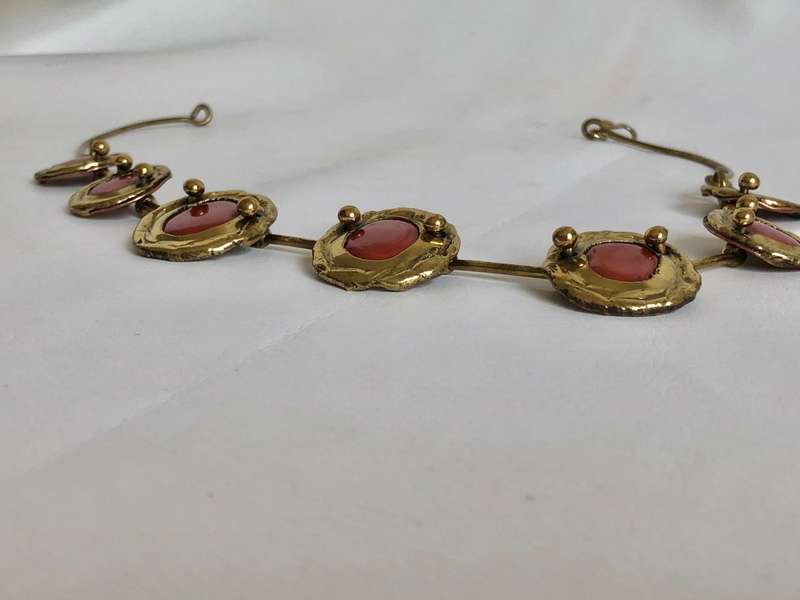 Necklace - Round Buttons With Desert Sand Colour Inlay. Gold/Bronze Colour #ML471