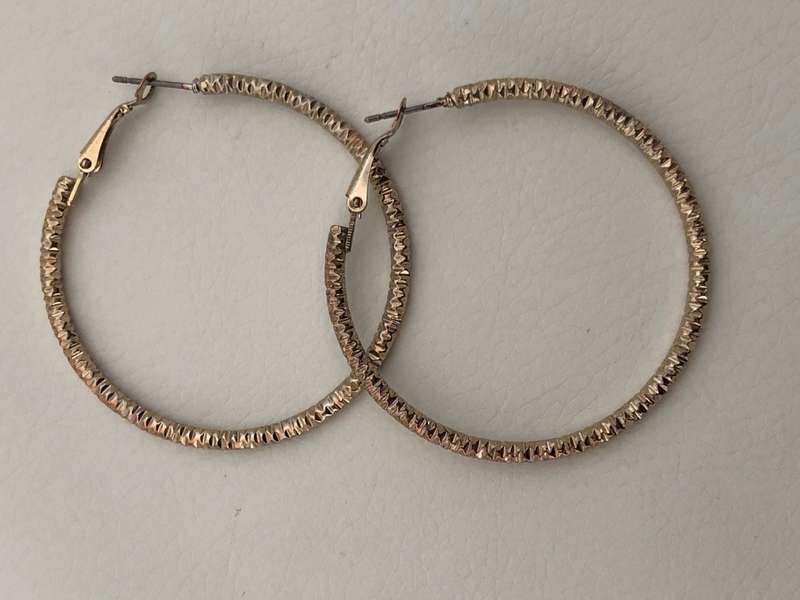 Gold Tone Hoop Earrings #ML232