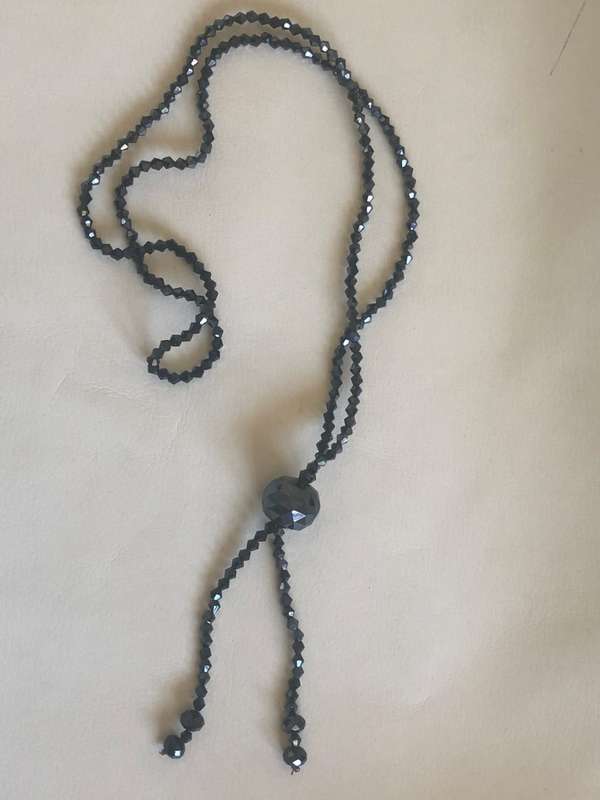 Necklace - Beads With Shiny Charcoal/Black Beads #ML428