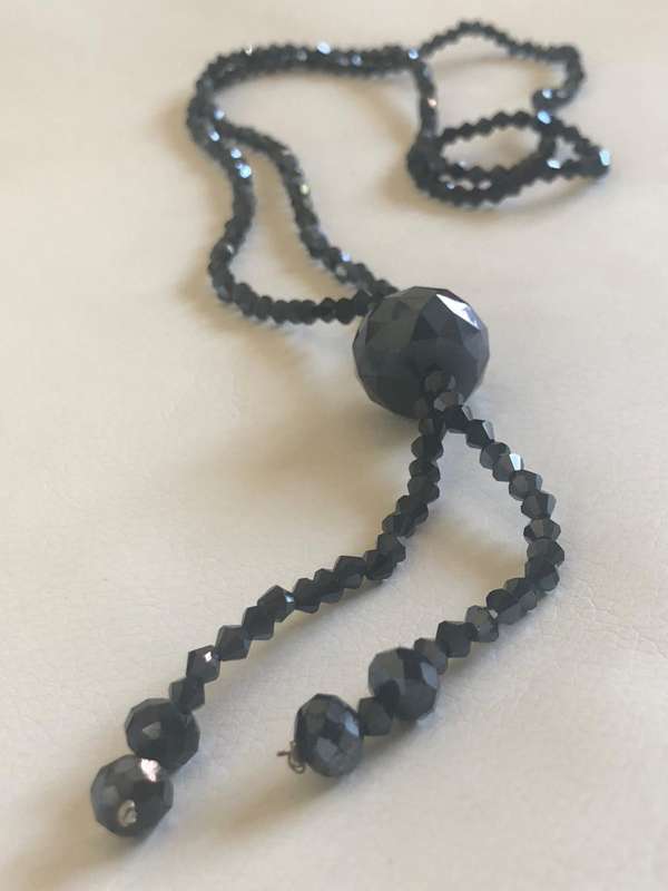 Necklace - Beads With Shiny Charcoal/Black Beads #ML428