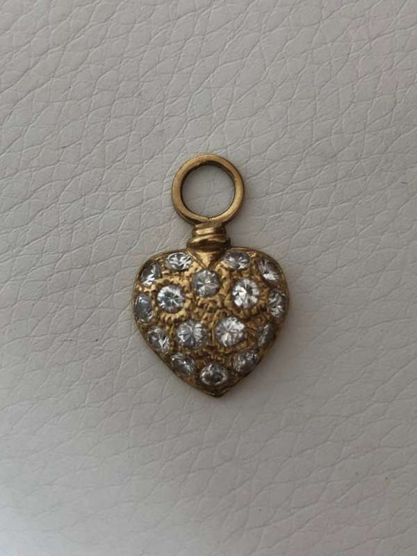 Gold Plated Heart Charm With White Stones #ML485 R225.00 | Dimensions: 23mm by 15mm