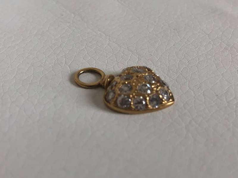 Gold Plated Heart Charm With White Stones #ML485 R225.00 | Dimensions: 23mm by 15mm