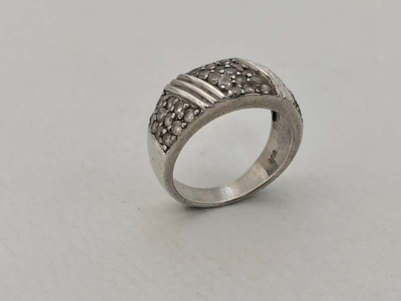 925 Silver Band with Pave Design Separated by Silver Diagonal Lines, #ML511 R495.00 | Dimensions:...
