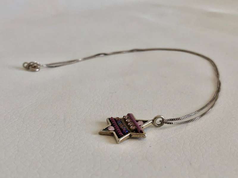 Necklace - 925 Silver Chain With Pendant - Adaya Brand, Magen David With Purple Stones & Designs ...