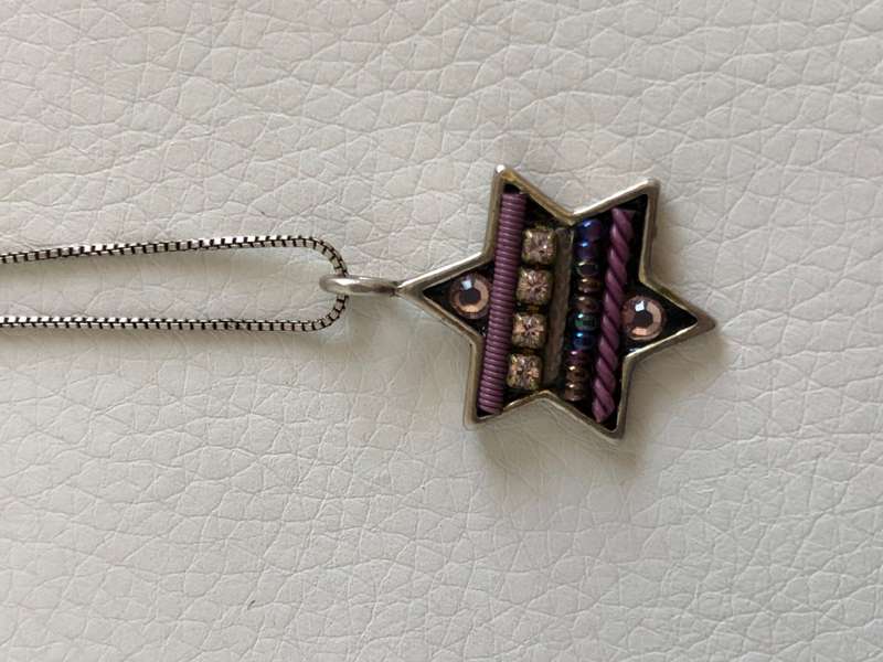 Necklace - 925 Silver Chain With Pendant - Adaya Brand, Magen David With Purple Stones & Designs ...