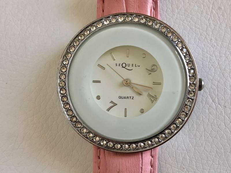 Sequel Ladies Watch - Large Face with Diamante all round. White centre & face - silver digits, ge...