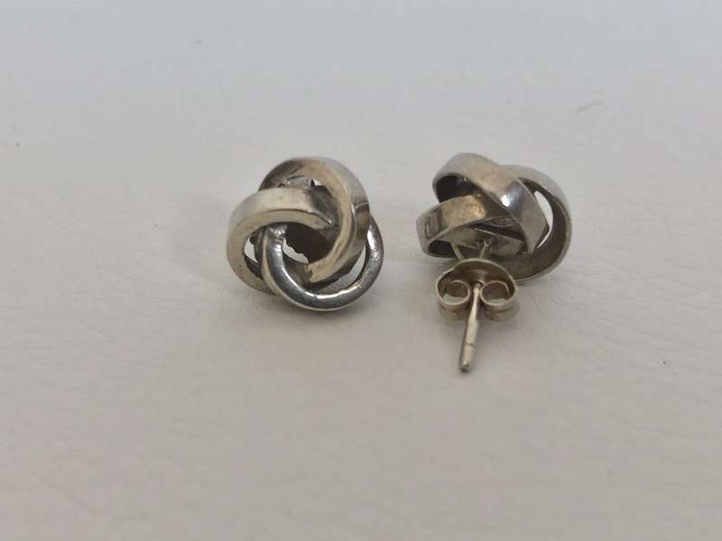 Earrings - Silver Knot Design Studs #ML549