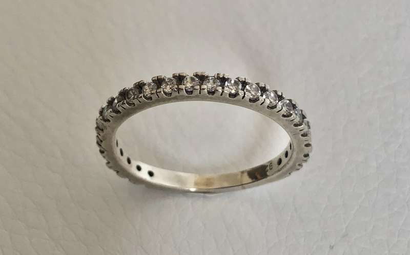 925 Silver Ring, Thin Band With Clear Stones #ML566 R695.00 | Dimensions: Ring Size S1/2