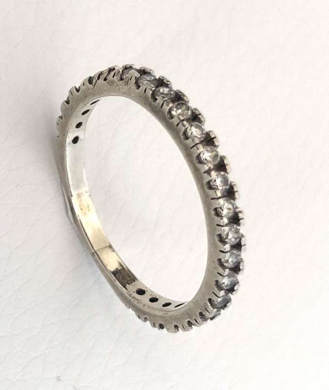 925 Silver Ring, Thin Band With Clear Stones #ML566 R695.00 | Dimensions: Ring Size S1/2