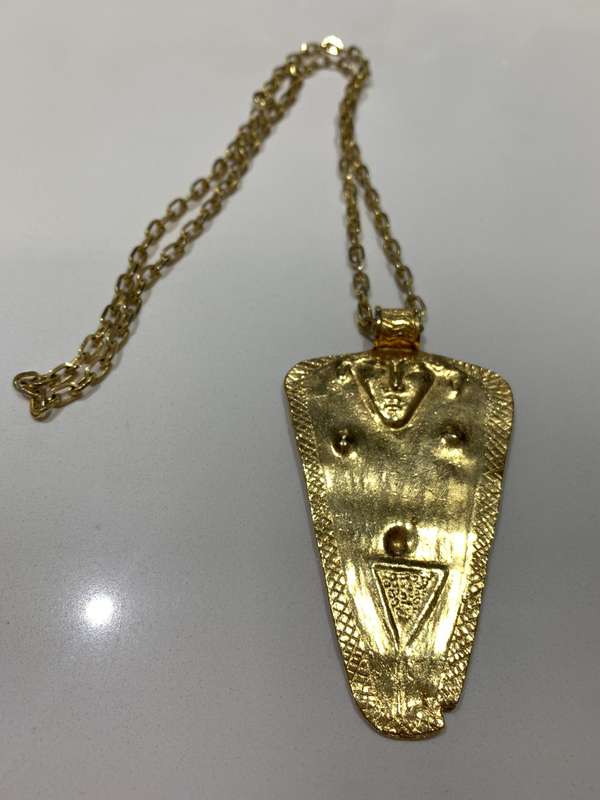 Large Gold Plated God of Fertility Pendant On Chain #ML646 R225.00 | Dimensions: 87mm x 50mm