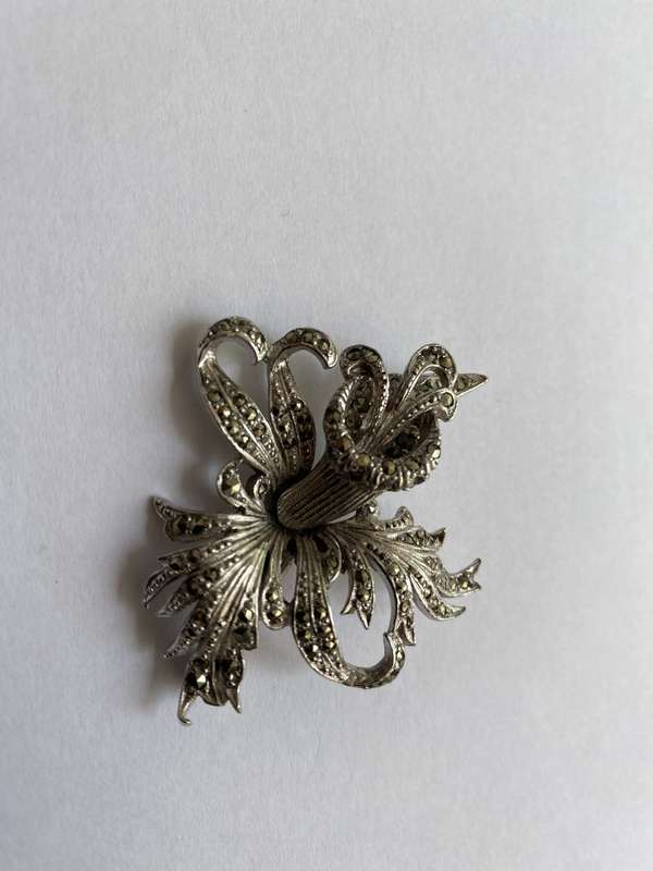 Brooch - Tulip Marcasite. Silver Plated #ML653
