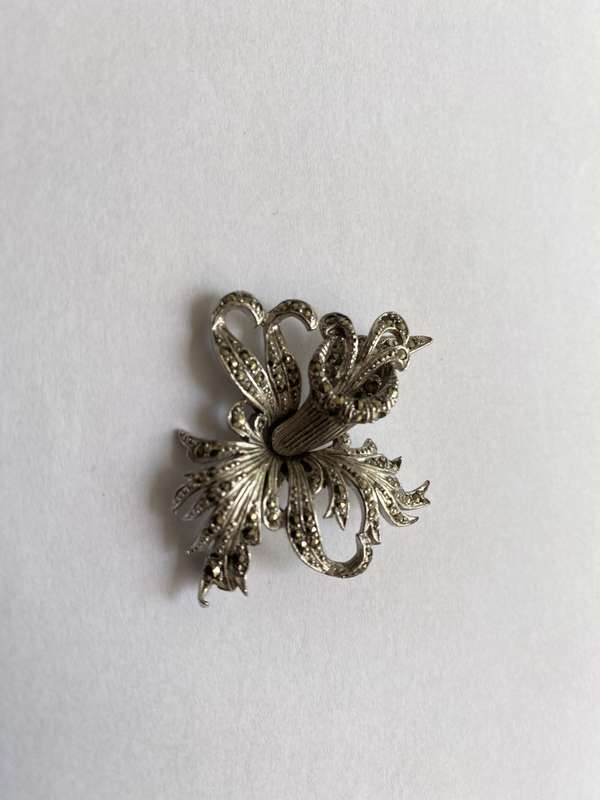 Brooch - Tulip Marcasite. Silver Plated #ML653